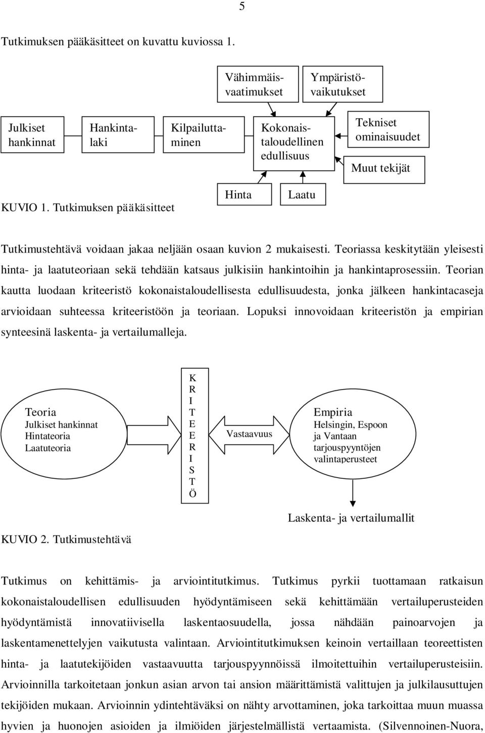 Tutkimuksen pääkäsitteet Hinta Laatu Tutkimustehtävä voidaan jakaa neljään osaan kuvion 2 mukaisesti.