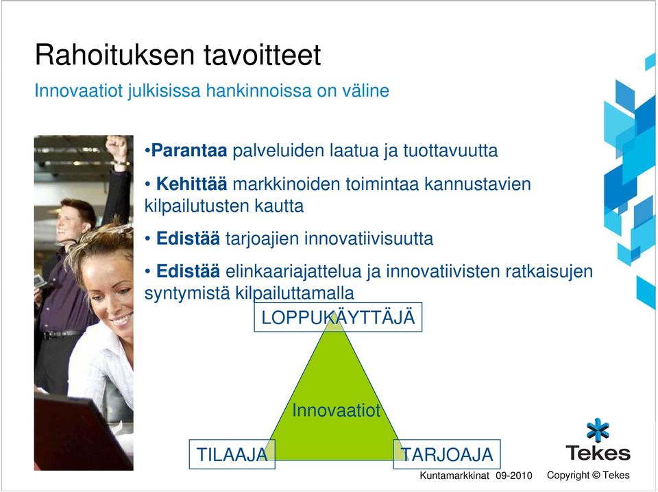 Edistää tarjoajien innovatiivisuutta Edistää elinkaariajattelua ja innovatiivisten