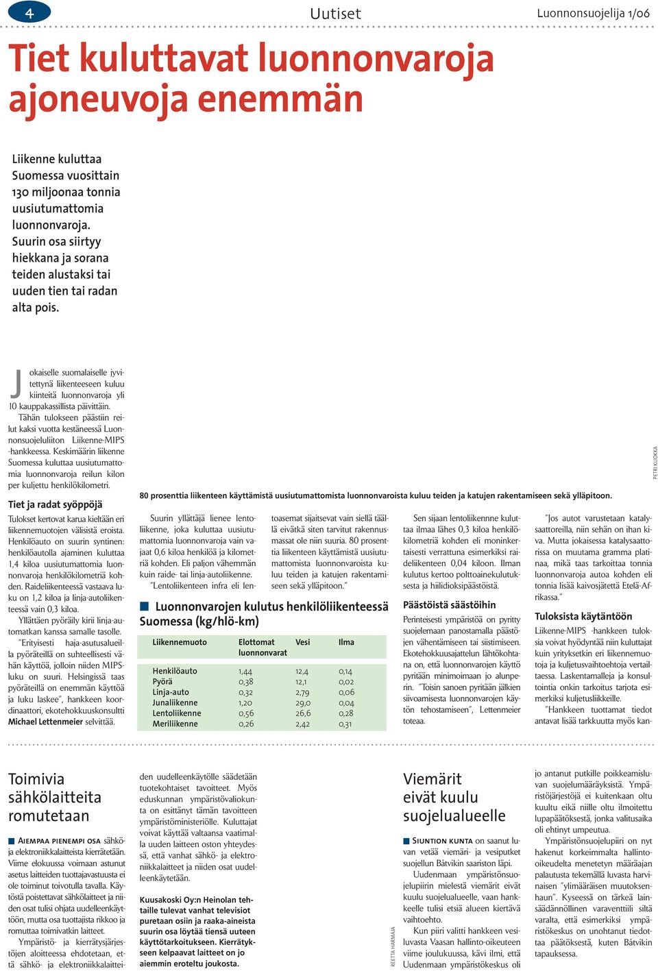 J okaiselle suomalaiselle jyvitettynä liikenteeseen kuluu kiinteitä luonnonvaroja yli 10 kauppakassillista päivittäin.