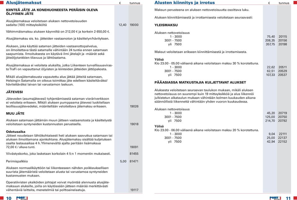 Aluksen, joka käyttää sataman jätteiden vastaanottopalvelua, on ilmoitettava tästä satamalle vähintään 24 tuntia ennen satamaan saapumista.