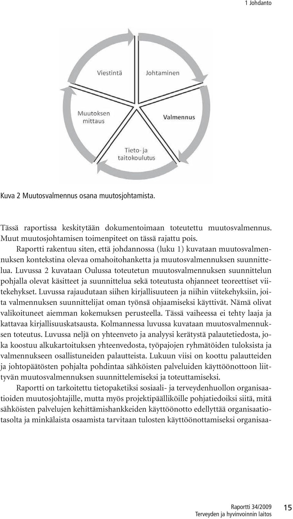 Luvussa 2 kuvataan Oulussa toteutetun muutosvalmennuksen suunnittelun pohjalla olevat käsitteet ja suunnittelua sekä toteutusta ohjanneet teoreettiset viitekehykset.