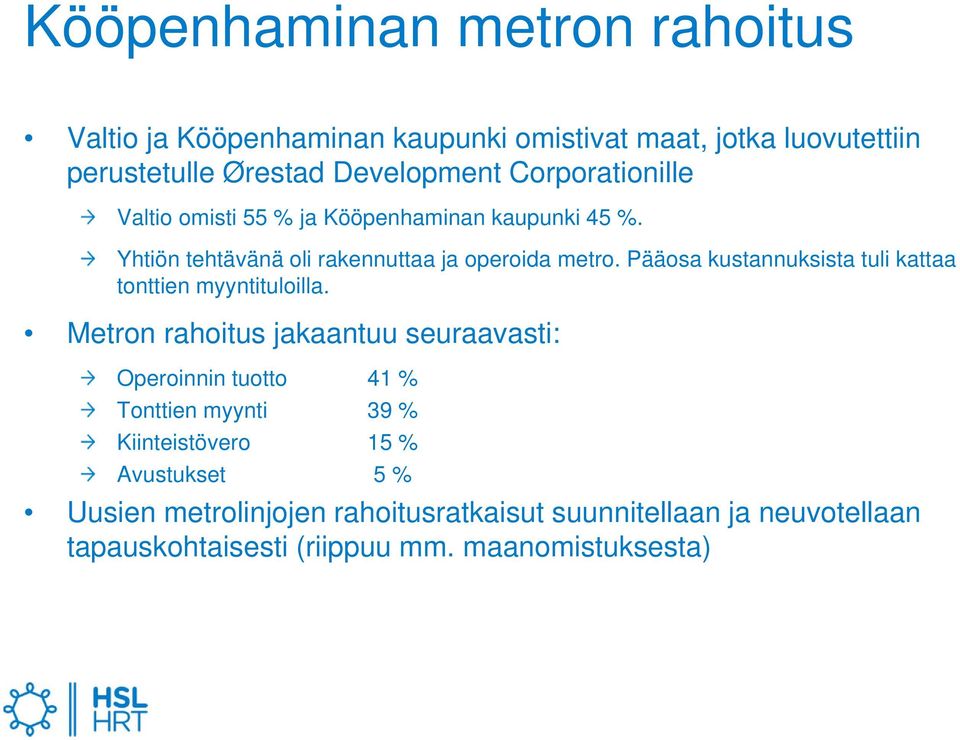 Pääosa kustannuksista tuli kattaa tonttien myyntituloilla.