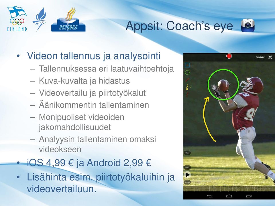 Äänikommentin tallentaminen Monipuoliset videoiden jakomahdollisuudet Analyysin