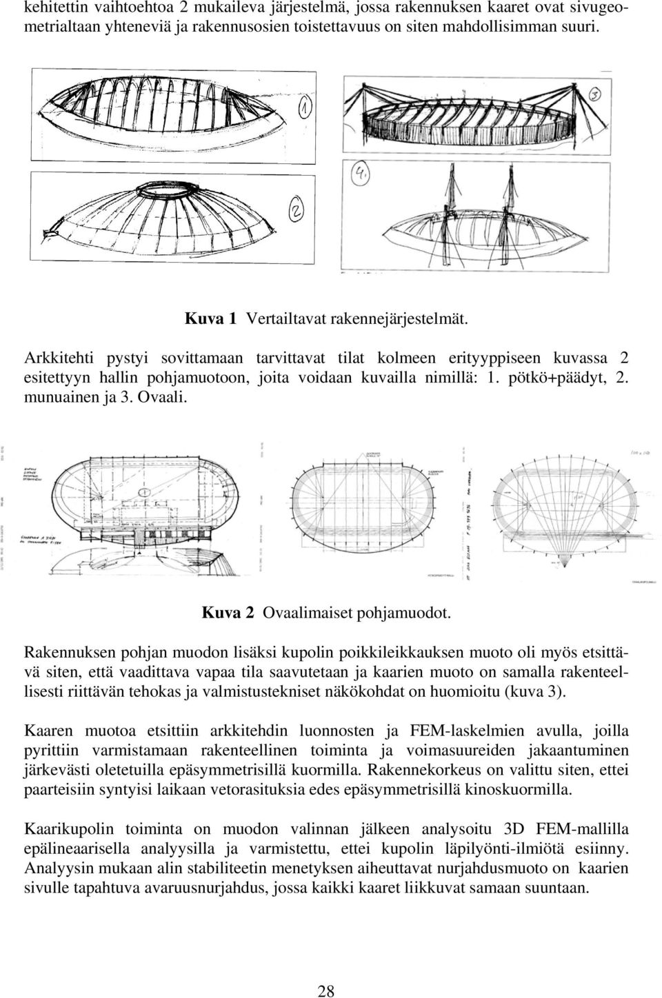 pötkö+päädyt, 2. munuainen ja 3. Ovaali. Kuva 2 Ovaalimaiset pohjamuodot.