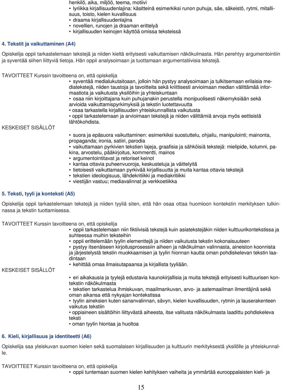 vaikuttamisen näkökulmasta. Hän perehtyy argumentointiin ja syventää siihen liittyviä tietoja. Hän oppii analysoimaan ja tuottamaan argumentatiivisia tekstejä.