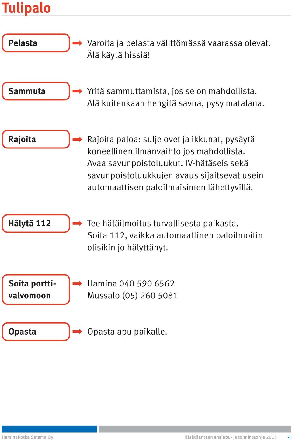 IV-hätäseis sekä savunpoistoluukkujen avaus sijaitsevat usein automaattisen paloilmaisimen lähettyvillä. Hälytä 112 Tee hätäilmoitus turvallisesta paikasta.