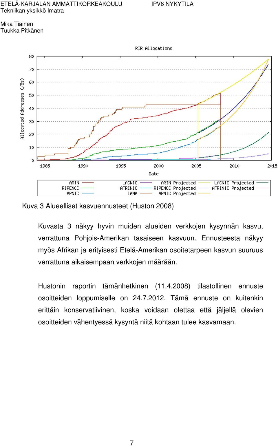 Ennusteesta näkyy myös Afrikan ja erityisesti Etelä-Amerikan osoitetarpeen kasvun suuruus verrattuna aikaisempaan verkkojen määrään.