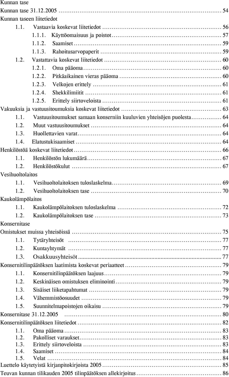 .. 61 Vakuuksia ja vastuusitoumuksia koskevat liitetiedot... 63 1.1. Vastuusitoumukset samaan konserniin kuuluvien yhteisöjen puolesta... 64 1.2. Muut vastuusitoumukset... 64 1.3. Huollettavien varat.