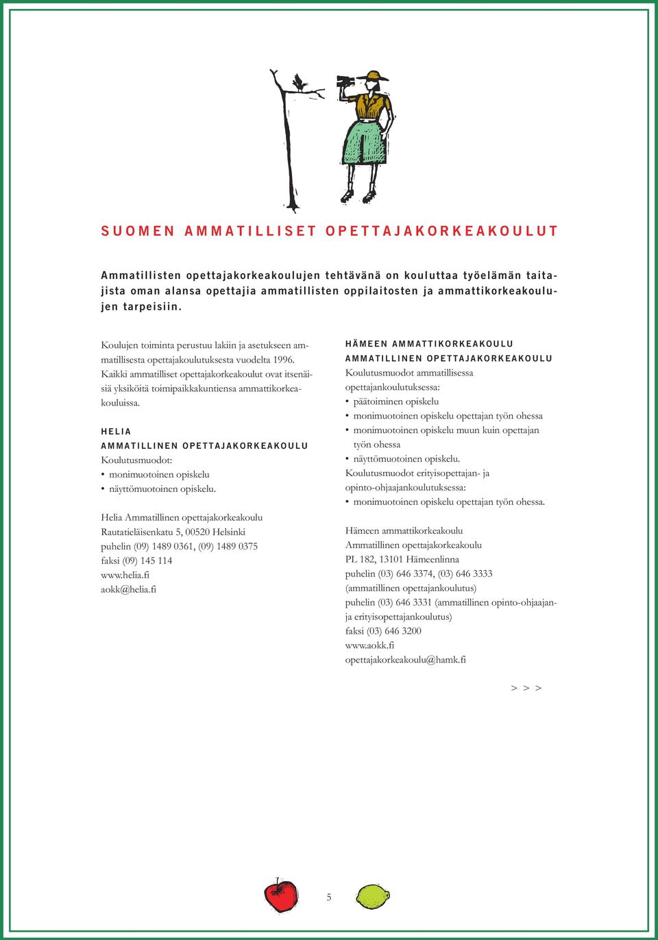 Kaikki ammatilliset opettajakorkeakoulut ovat itsenäisiä yksiköitä toimipaikkakuntiensa ammattikorkeakouluissa.