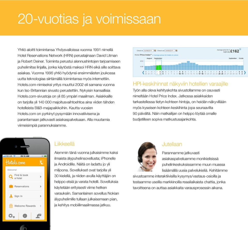 Vuonna 1996 yhtiö hyödynsi ensimmäisten joukossa uutta teknologiaa siirtämällä toimintansa myös internettiin. Hotels.