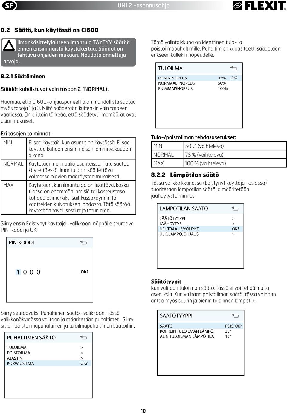 MIN KELLONAIKA JA PÄIVÄMÄÄRÄ NORMAL PÄÄVALIKKO MAX ASETUKSET OK? 8.