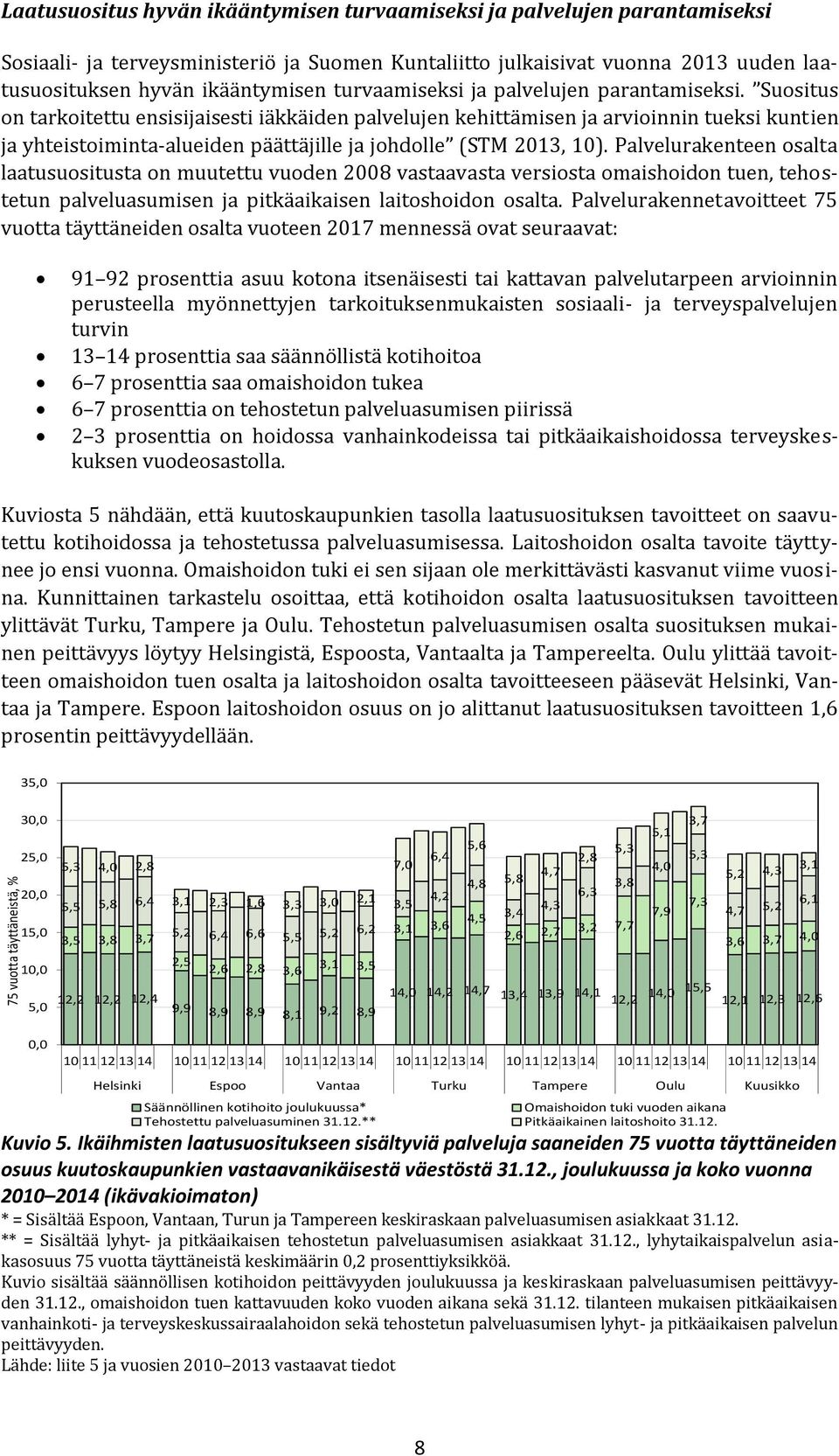 Suositus on tarkoitettu ensisijaisesti iäkkäiden palvelujen kehittämisen ja arvioinnin tueksi kuntien ja yhteistoiminta-alueiden päättäjille ja johdolle (STM 2013, 10).