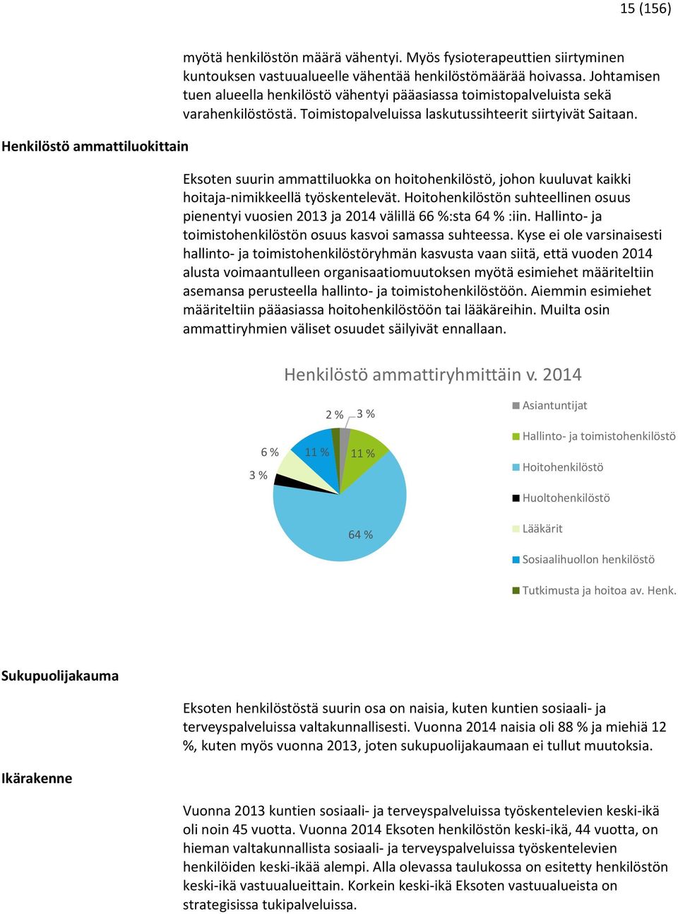 Eksoten suurin ammattiluokka on hoitohenkilöstö, johon kuuluvat kaikki hoitaja-nimikkeellä työskentelevät.