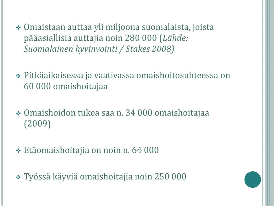 omaishoitosuhteessa on 60 000 omaishoitajaa Omaishoidon tukea saa n.