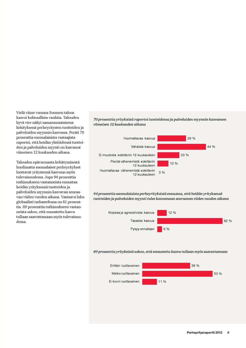 Talouden epävarmasta kehittymisestä huolimatta suomalaiset perheyritykset luottavat yritystensä kasvuun myös tulevaisuudessa.