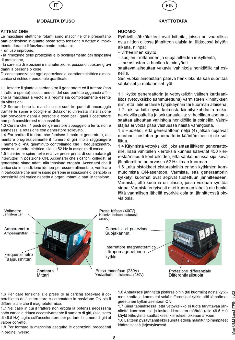 Di conseguenza per ogni operazione di carattere elettrico o meccanico si richiede personale qualificato. 1.