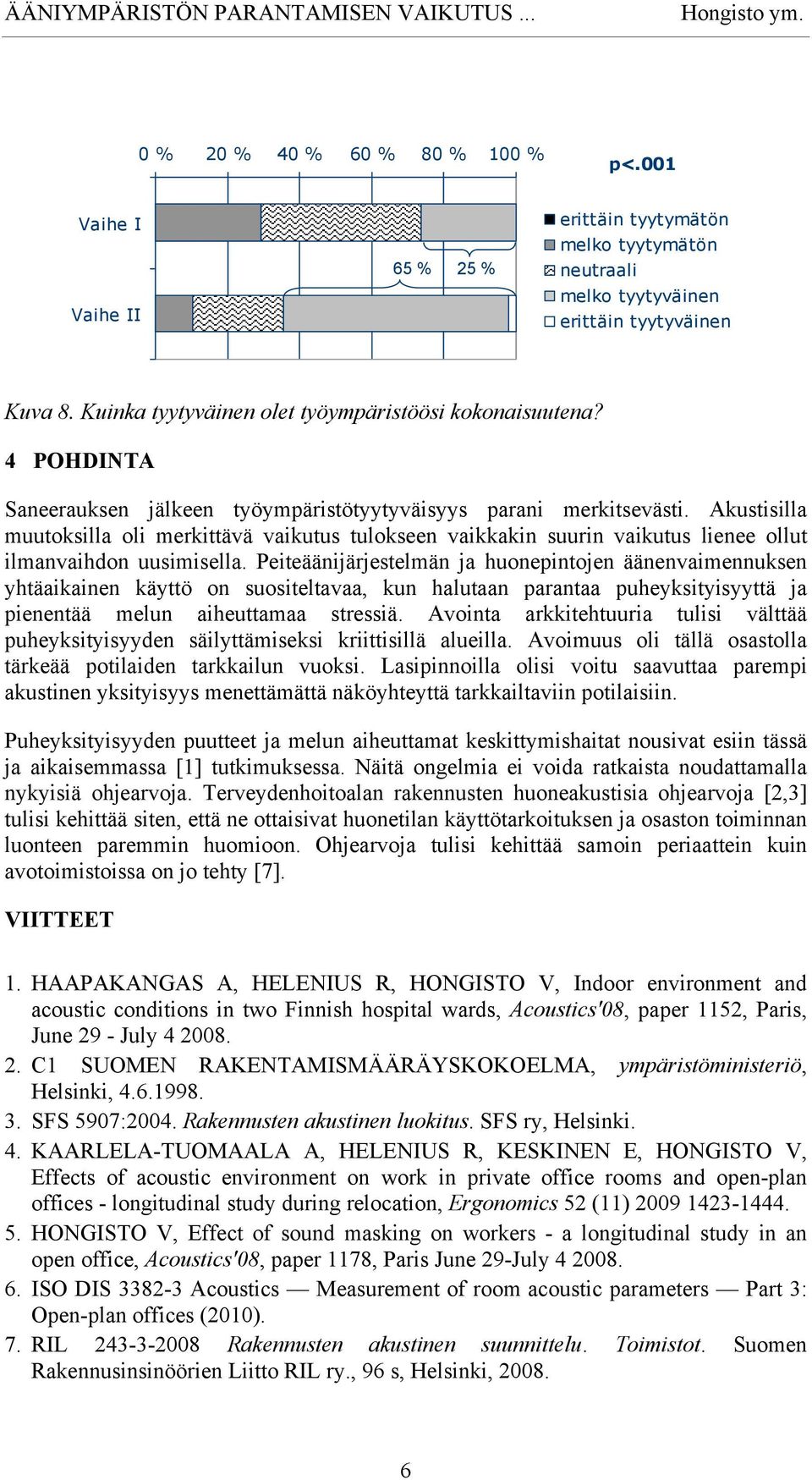 Akustisilla muutoksilla oli merkittävä vaikutus tulokseen vaikkakin suurin vaikutus lienee ollut ilmanvaihdon uusimisella.