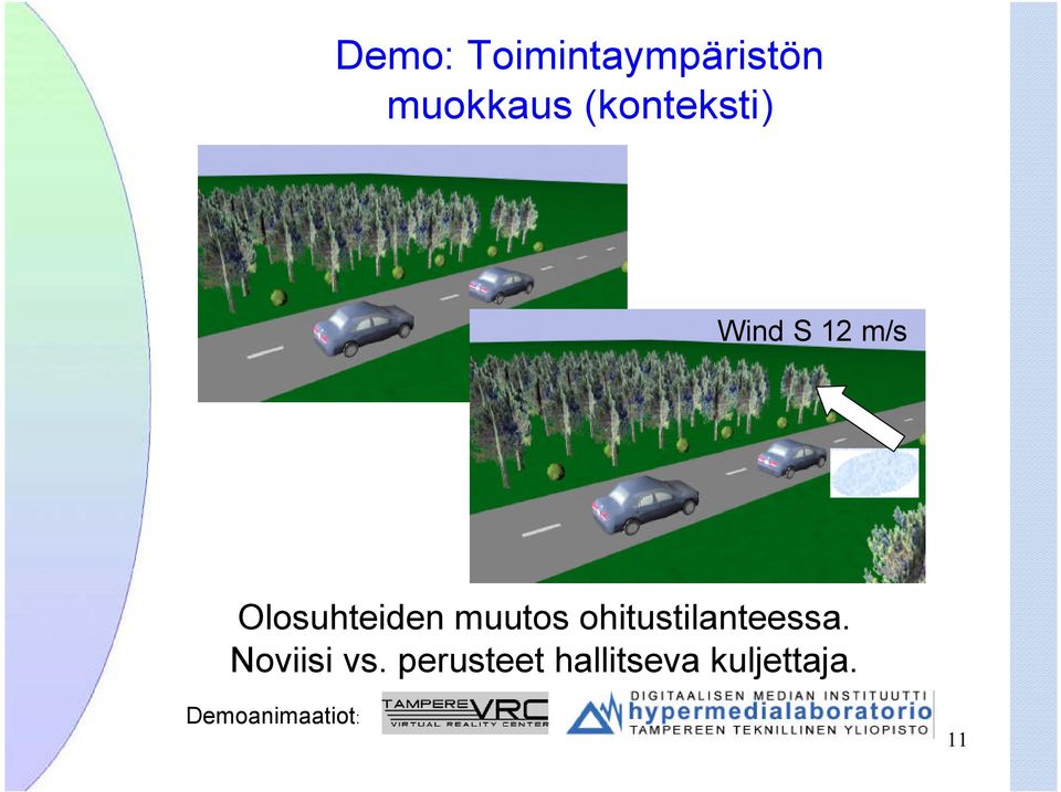 muutos ohitustilanteessa. Noviisi vs.