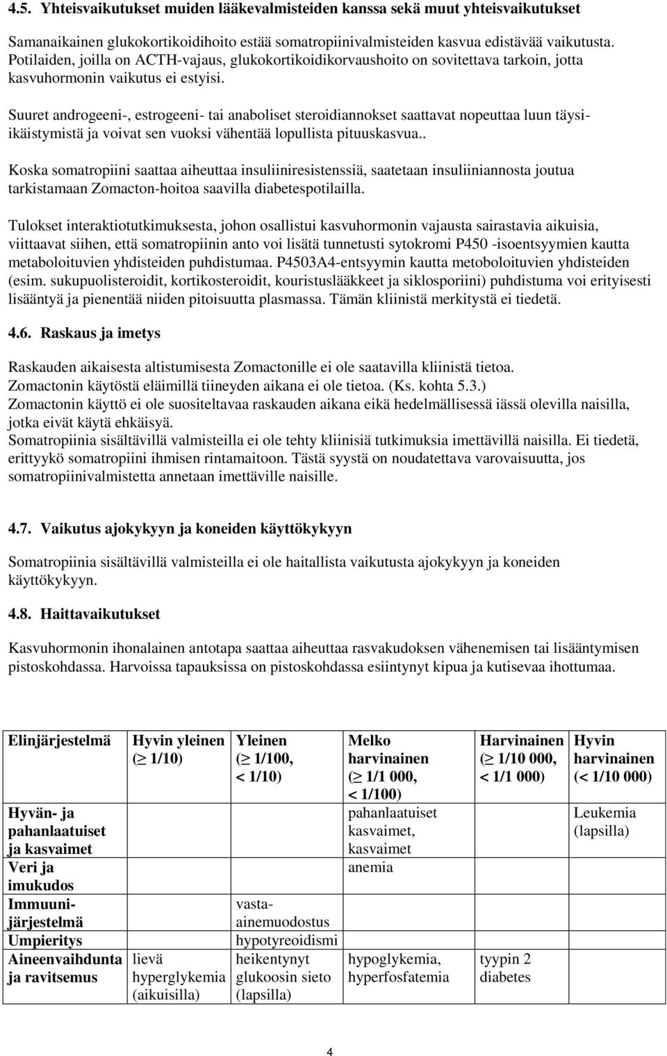 Suuret androgeeni-, estrogeeni- tai anaboliset steroidiannokset saattavat nopeuttaa luun täysiikäistymistä ja voivat sen vuoksi vähentää lopullista pituuskasvua.