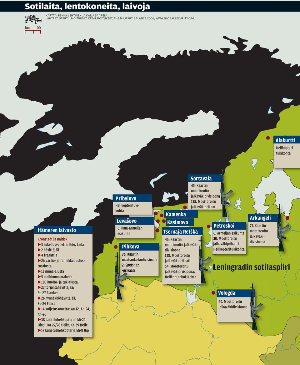 Moottoroitu Pribylovo Levašovo Itämeren laivasto Kronstadt ja Baltisk 3 sukellusvenettä: Kilo, Lada 2 hävittäjää 4 fregattia 26 vartio- ja rannikkopuolustusalusta 13 miina-alusta 5 maihinnousualusta