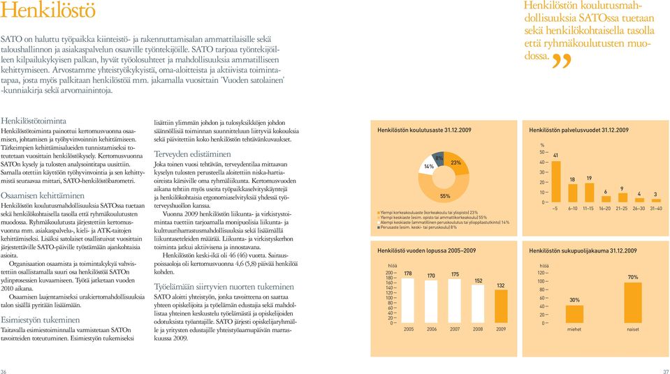 Arvostamme yhteistyökykyistä, oma-aloitteista ja aktiivista toimintatapaa, josta myös palkitaan henkilöstöä mm. jakamalla vuosittain Vuoden satolainen -kunniakirja sekä arvomainintoja.