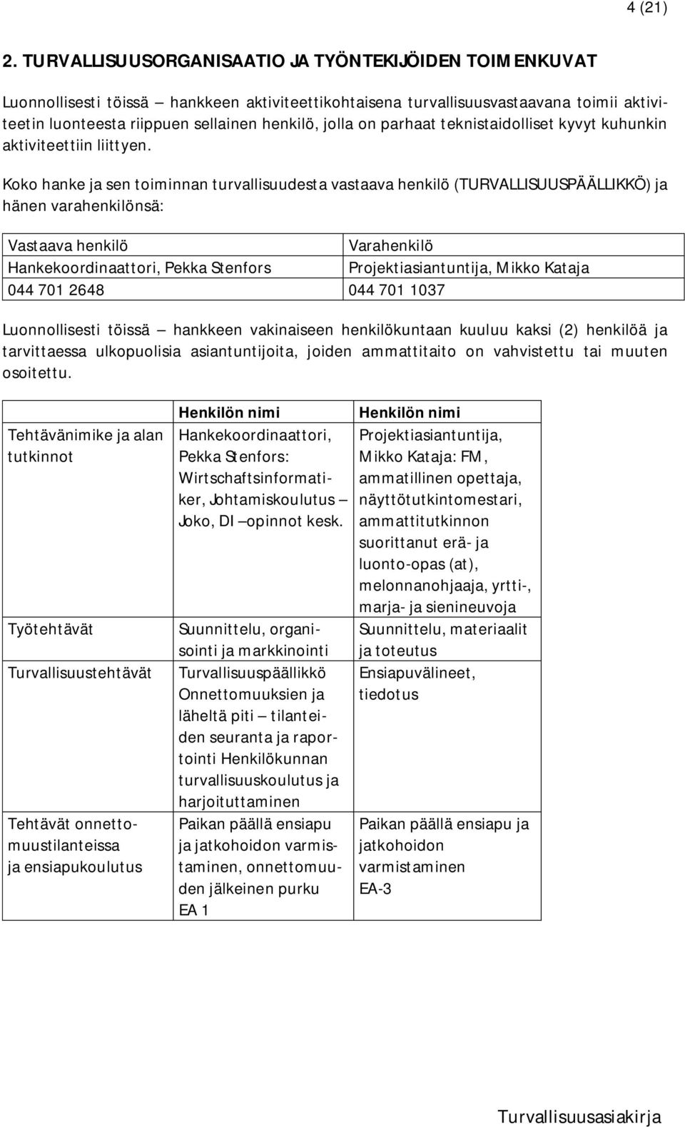 parhaat teknistaidolliset kyvyt kuhunkin aktiviteettiin liittyen.