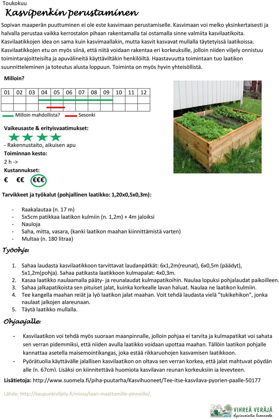 Kasvilaatikkojen idea on sama kuin kasvimaallakin, mutta kasvit kasvavat mullalla täytetyissä laatikoissa.