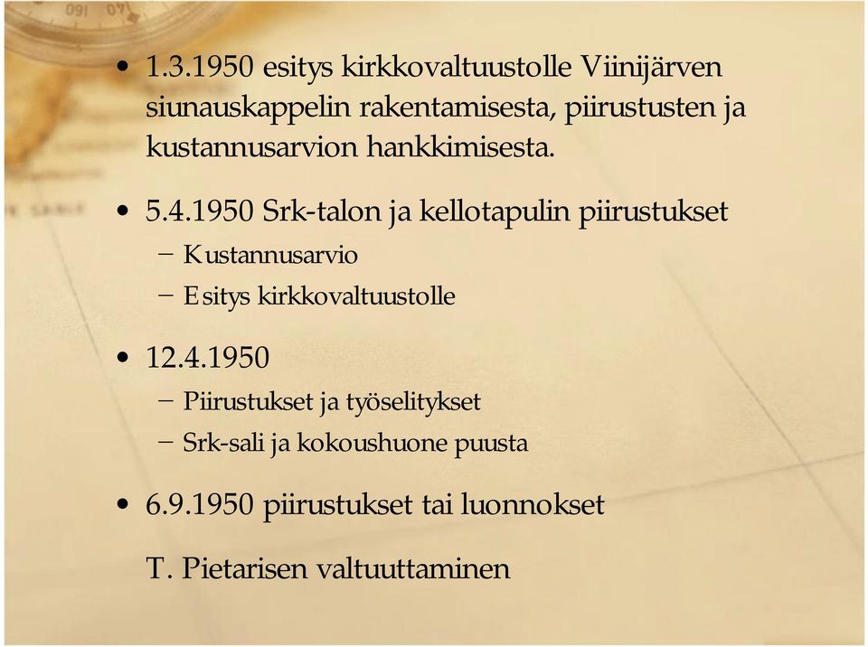 1950 Srk-talonja kellotapulin piirustukset Kustannusarvio Esitys kirkkovaltuustolle 12.