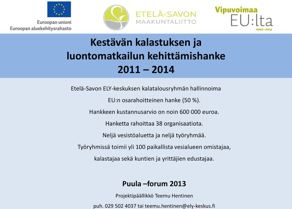 Neljä vesistöaluetta ja neljä työryhmää.