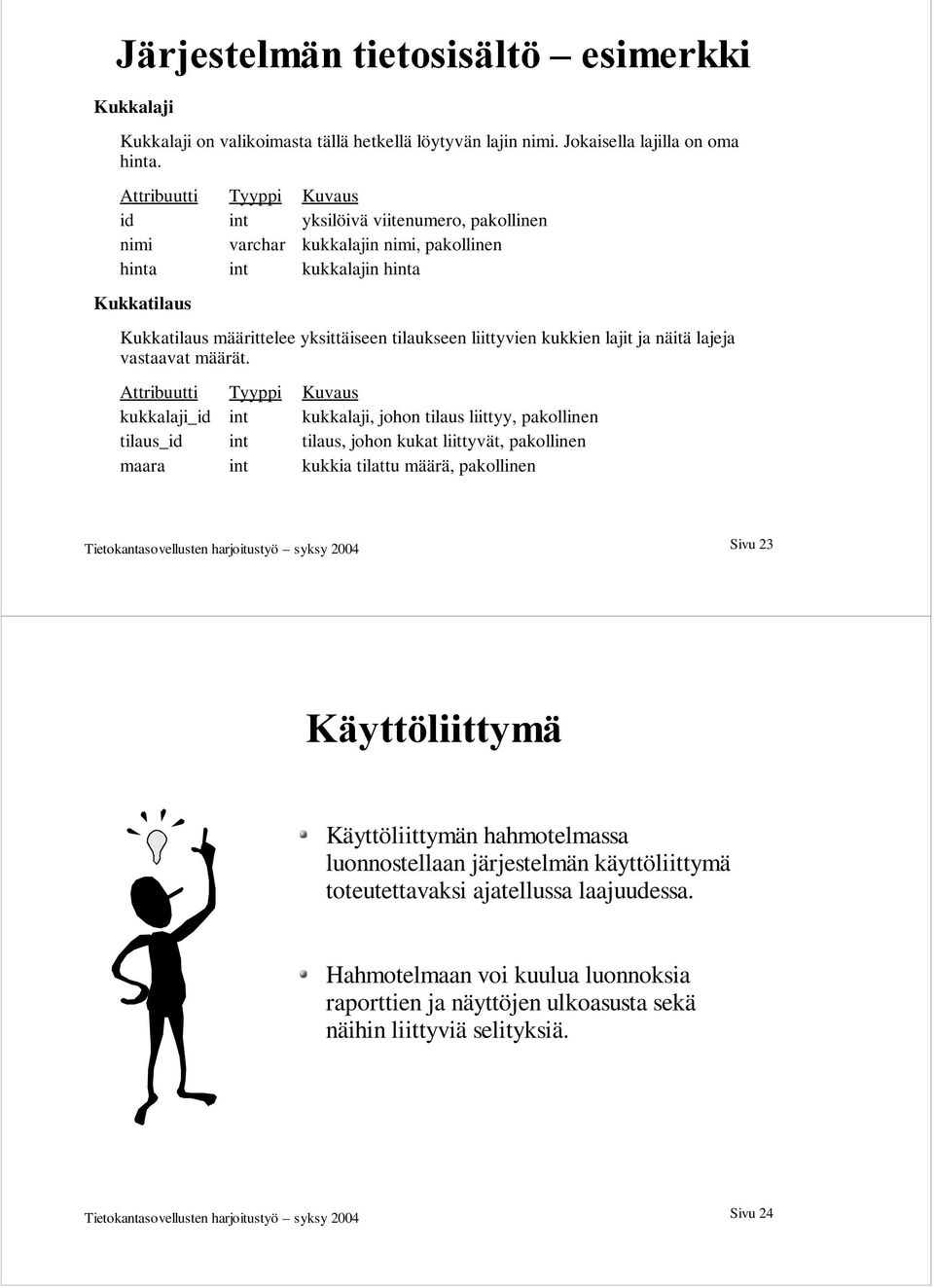 liittyvien kukkien lajit ja näitä lajeja vastaavat määrät.