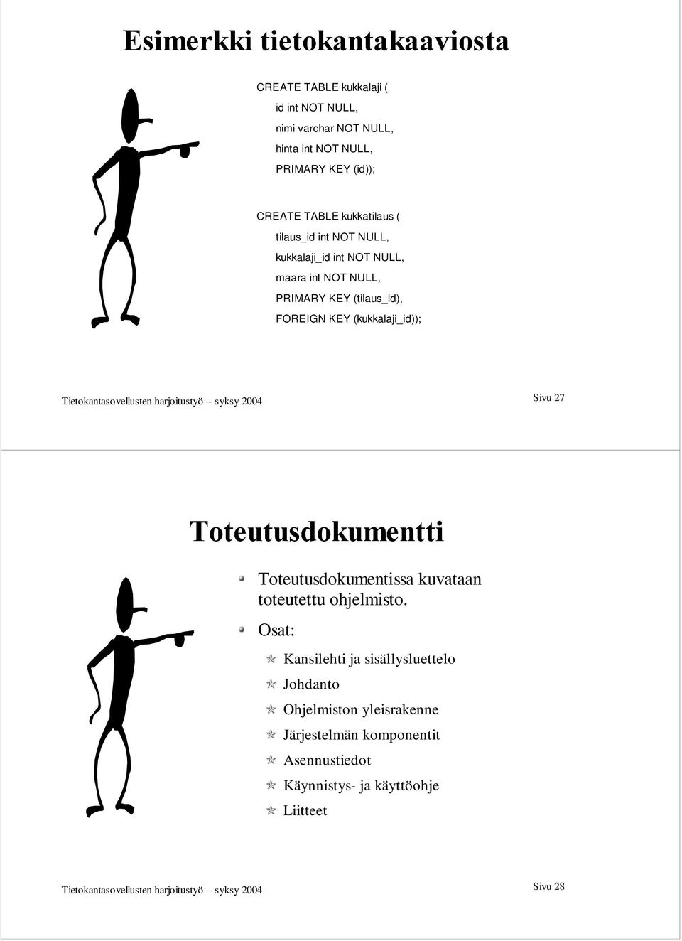 harjoitustyö syksy 2004 Sivu 27 Toteutusdokumentissa kuvataan toteutettu ohjelmisto.