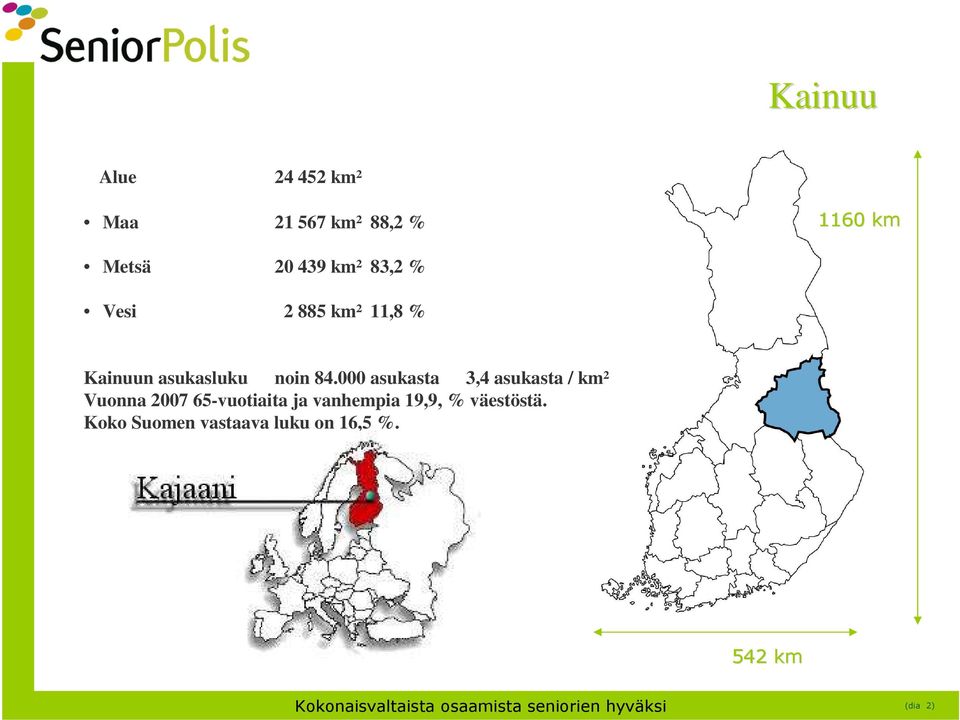 000 asukasta 3,4 asukasta / km² Vuonna 2007 65-vuotiaita ja vanhempia 19,9, %