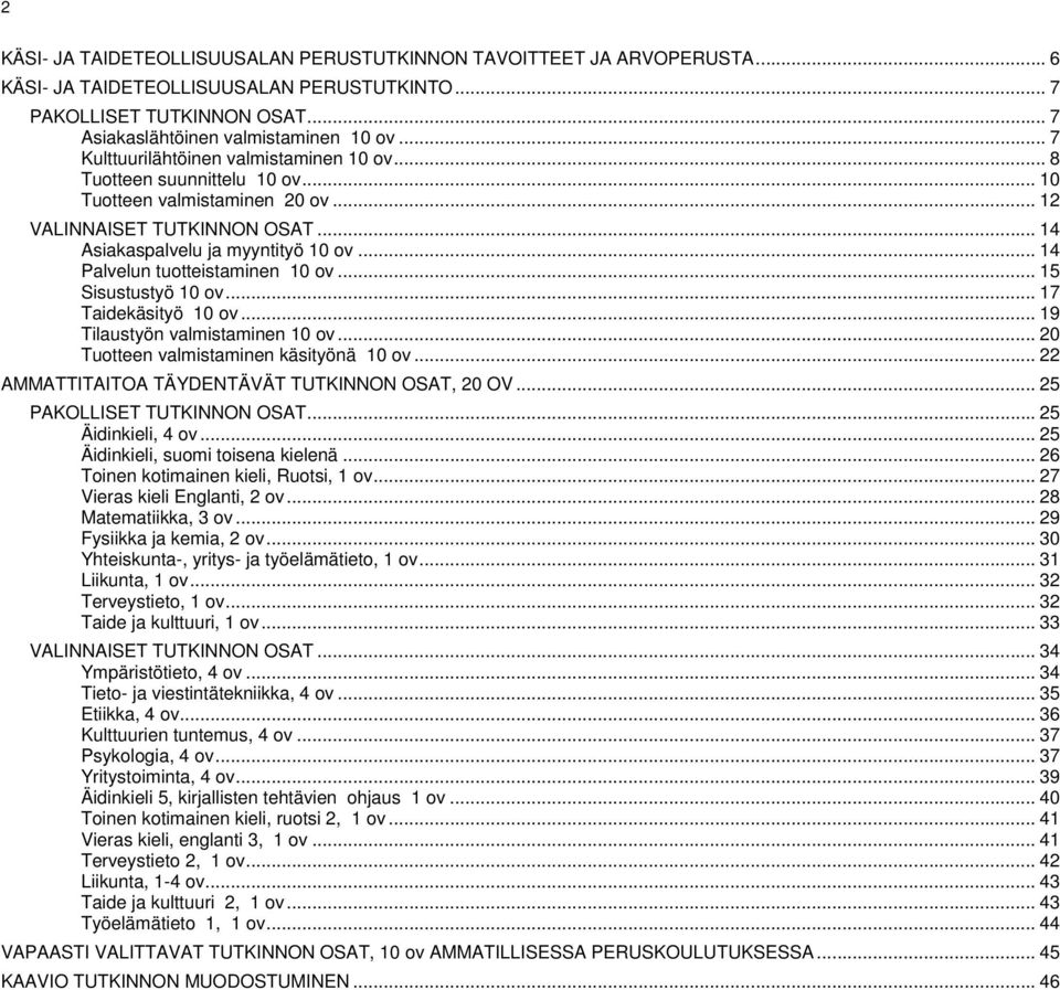 .. 14 Palvelun tuotteistaminen 10 ov... 15 Sisustustyö 10 ov... 17 Taidekäsityö 10 ov... 19 Tilaustyön valmistaminen 10 ov... 20 Tuotteen valmistaminen käsityönä 10 ov.