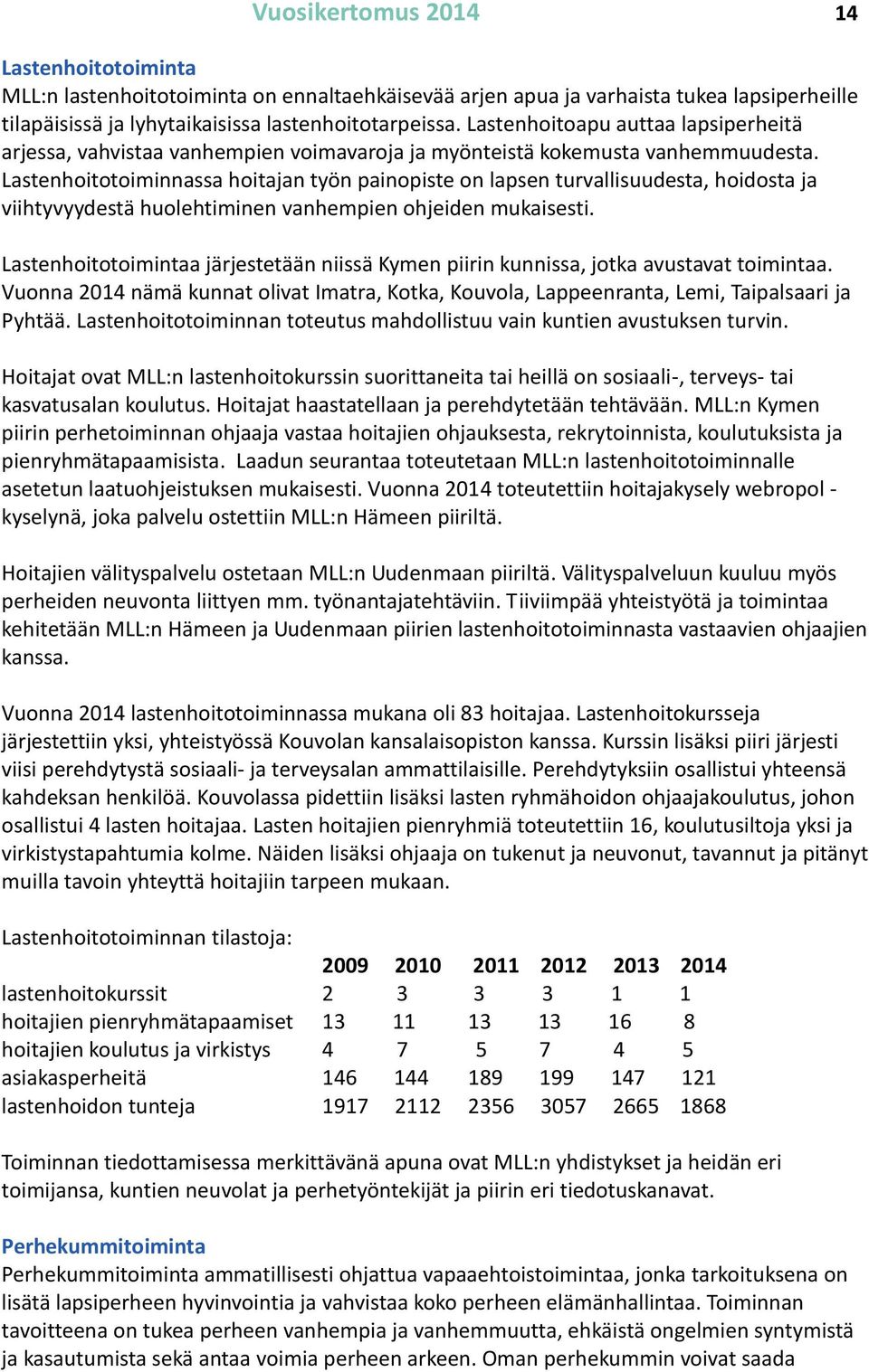 Lastenhoitotoiminnassa hoitajan työn painopiste on lapsen turvallisuudesta, hoidosta ja viihtyvyydestä huolehtiminen vanhempien ohjeiden mukaisesti.