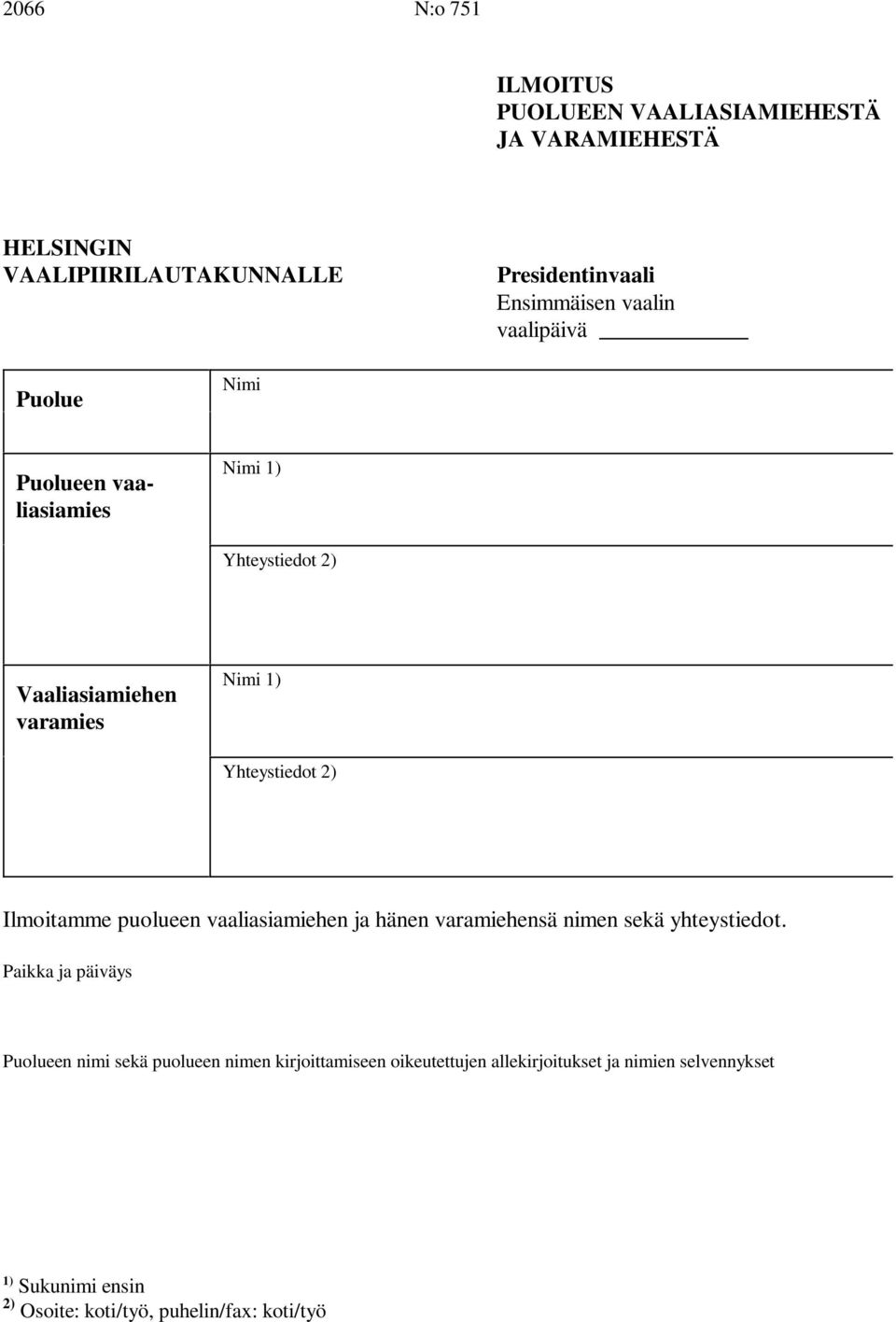 varamies Yhteystiedot Ilmoitamme puolueen vaaliasiamiehen ja hänen varamiehensä nimen sekä yhteystiedot.