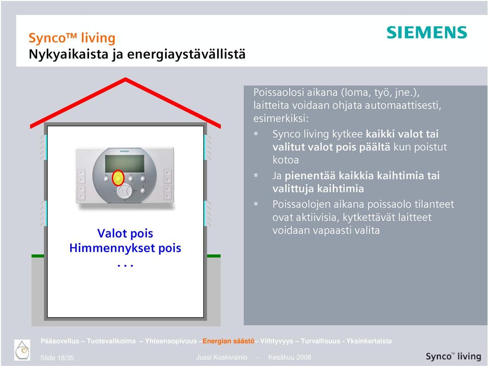 kotoa Ja pienentää kaikkia kaihtimia tai valittuja kaihtimia Poissaolojen aikana poissaolo tilanteet ovat aktiivisia, kytkettävät