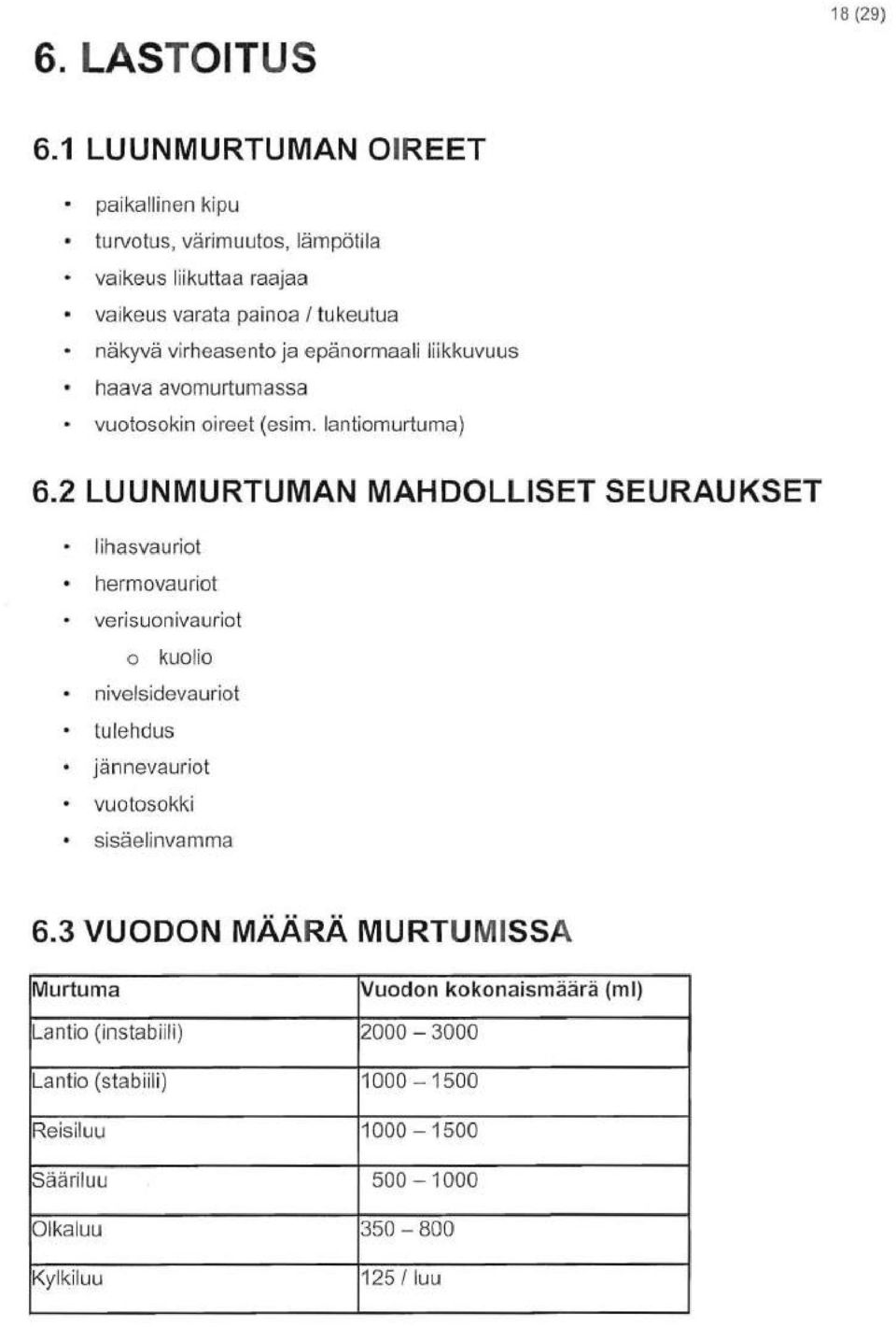 epanormaali liikkuvuus haava avomurtumassa vuotosokin oireet (esim. lantiomurtuma) 6.