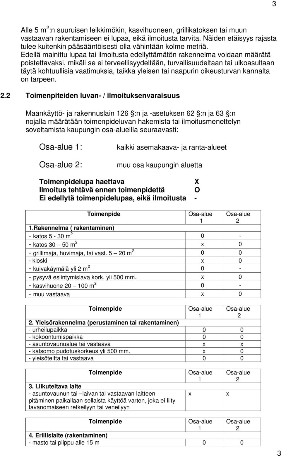 Edellä mainittu lupaa tai ilmoitusta edellyttämätön rakennelma voidaan määrätä poistettavaksi, mikäli se ei terveellisyydeltään, turvallisuudeltaan tai ulkoasultaan täytä kohtuullisia vaatimuksia,