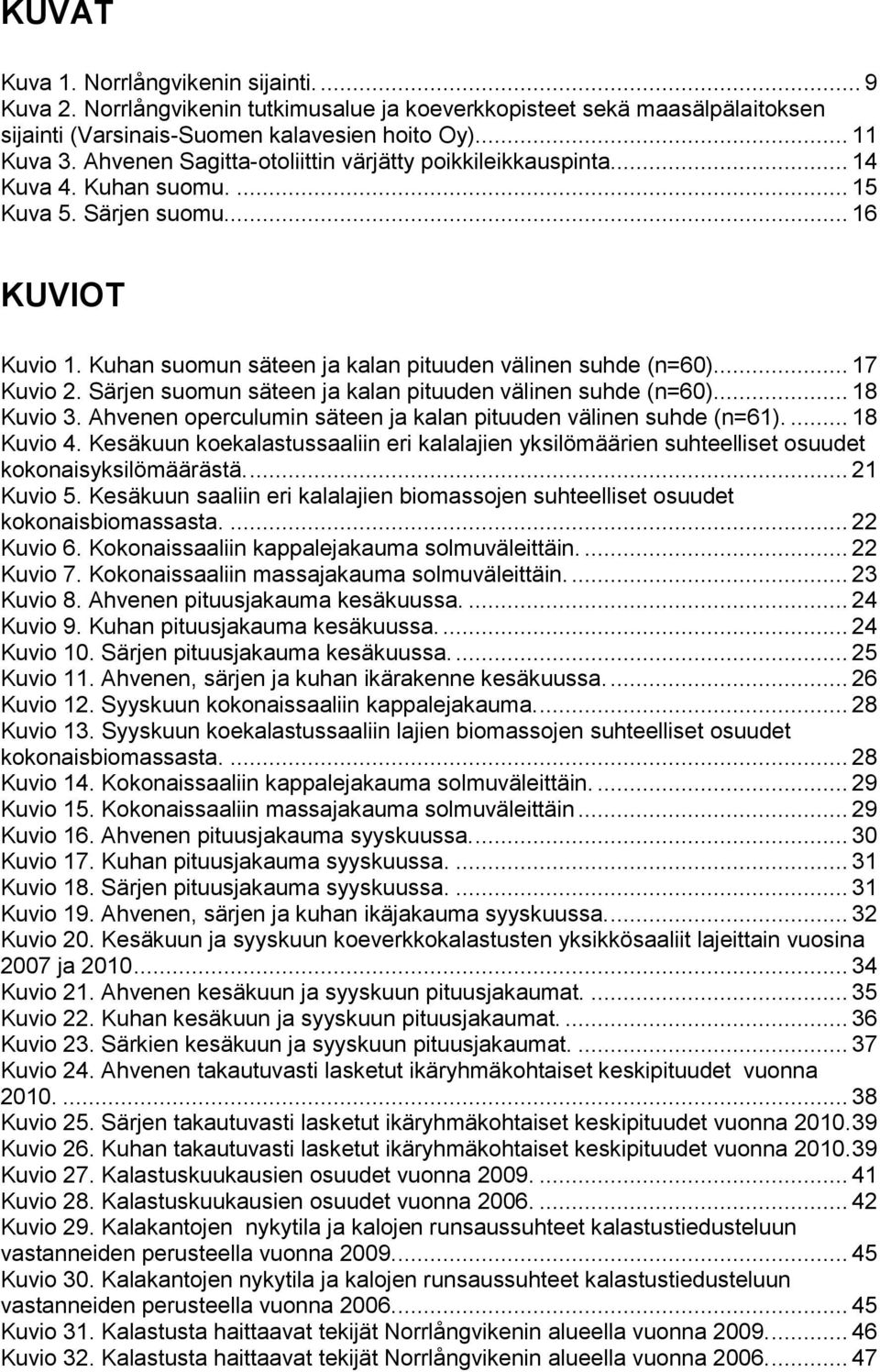 ... 17 Kuvio 2. Särjen suomun säteen ja kalan pituuden välinen suhde (n=60).... 18 Kuvio 3. Ahvenen operculumin säteen ja kalan pituuden välinen suhde (n=61).... 18 Kuvio 4.