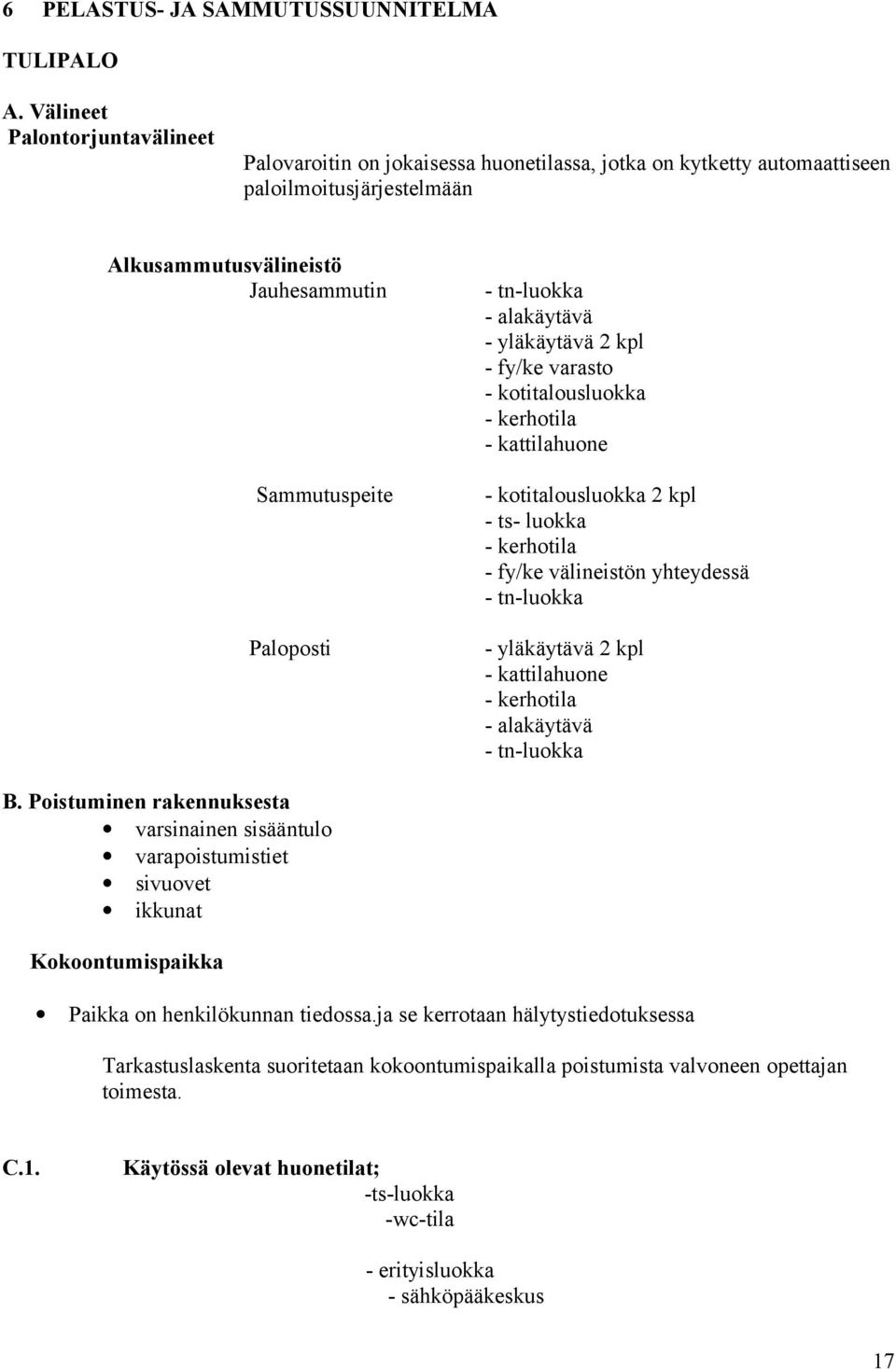 tn-luokka - alakäytävä - yläkäytävä 2 kpl - fy/ke varasto - kotitalousluokka - kerhotila - kattilahuone - kotitalousluokka 2 kpl - ts- luokka - kerhotila - fy/ke välineistön yhteydessä - tn-luokka -