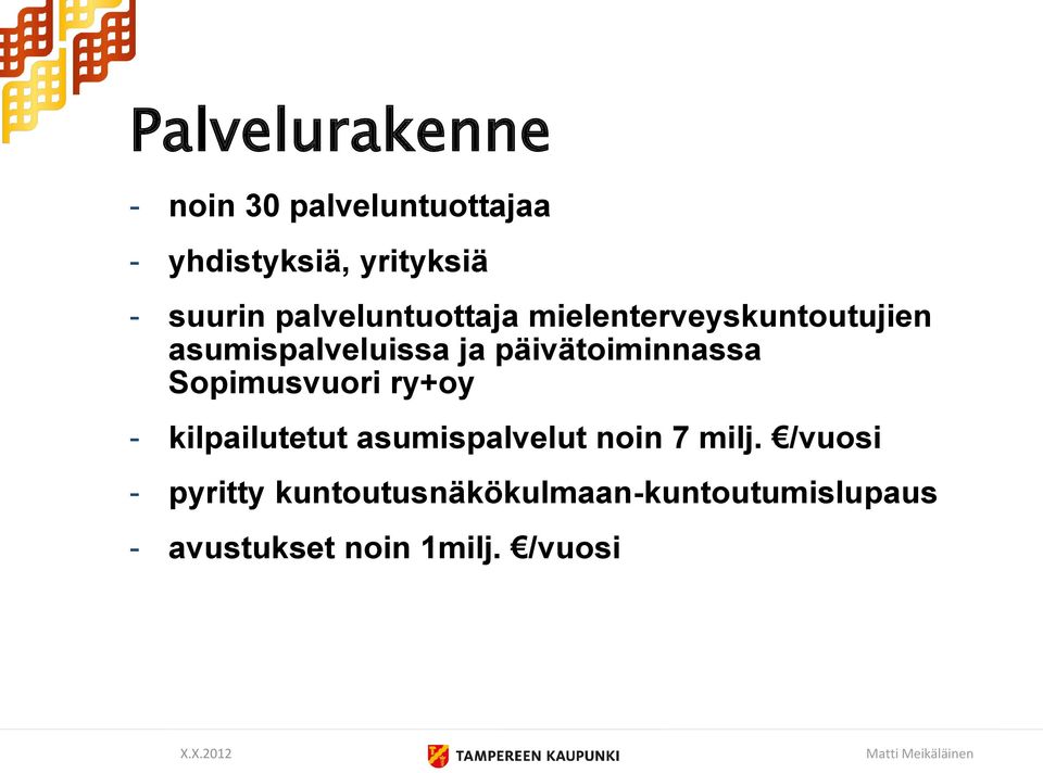 päivätoiminnassa Sopimusvuori ry+oy - kilpailutetut asumispalvelut noin 7