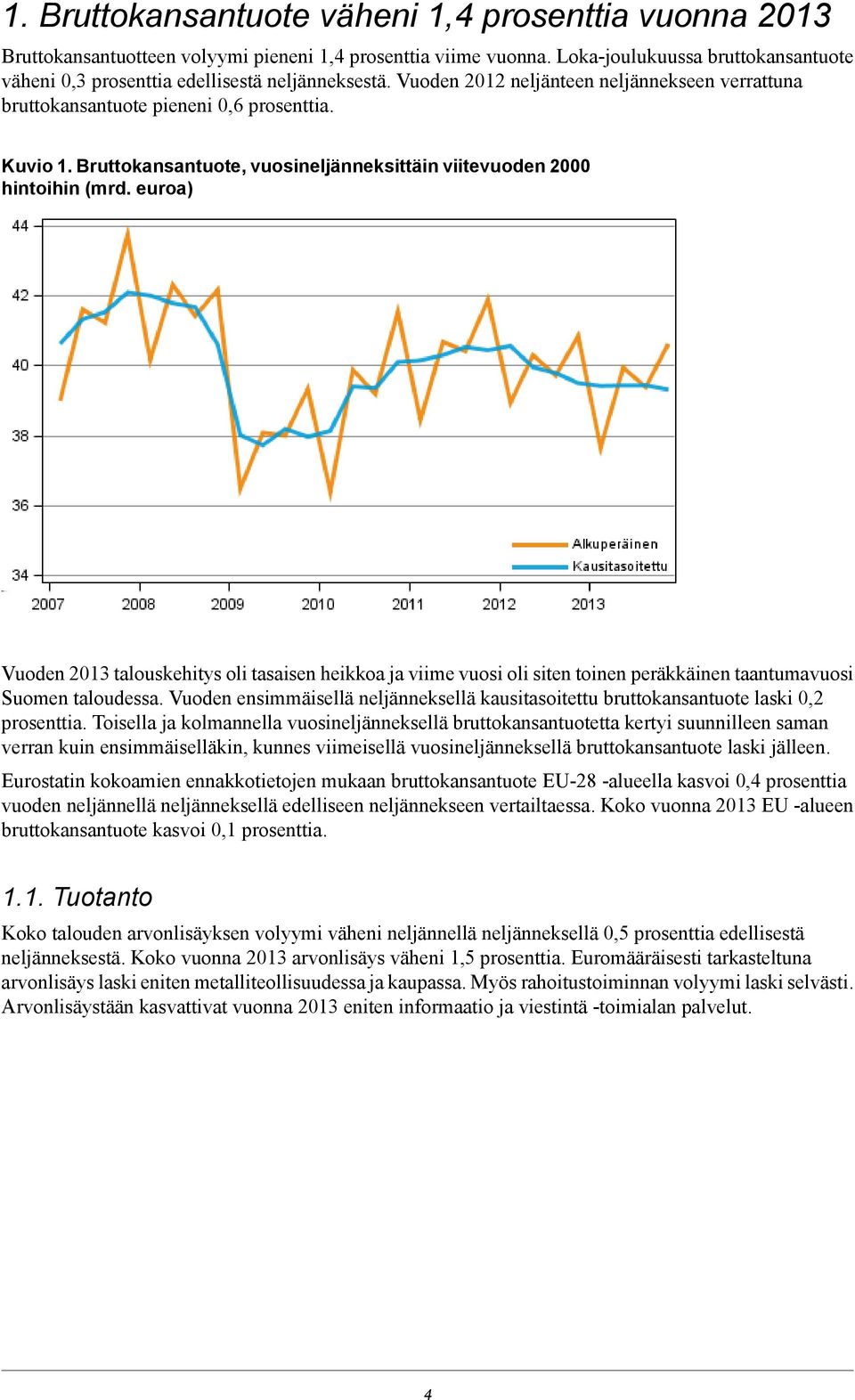 Bruttokansantuote, vuosineljänneksittäin viitevuoden 2000 hintoihin (mrd.