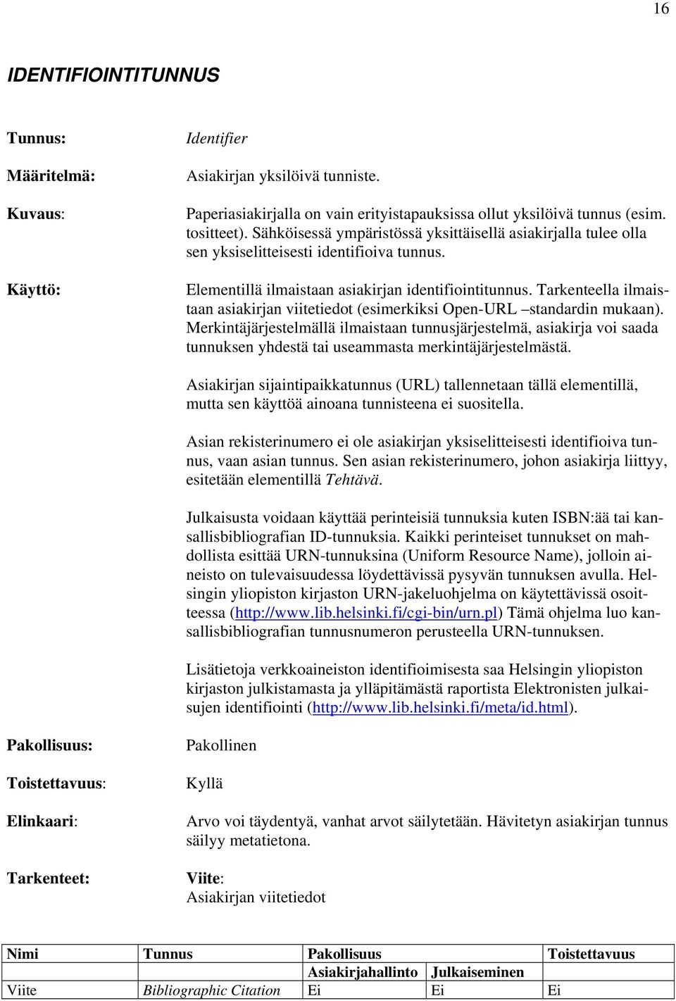 Tarkenteella ilmaistaan asiakirjan viitetiedot (esimerkiksi Open-URL standardin mukaan).