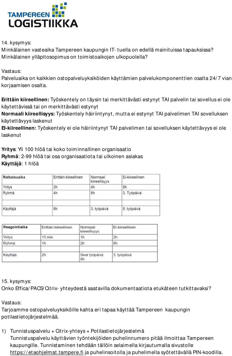 Erittäin kiireellinen: Työskentely on täysin tai merkittävästi estynyt TAI palvelin tai sovellus ei ole käytettävissä tai on merkittävästi estynyt Normaali kiireellisyys: Työskentely häiriintynyt,