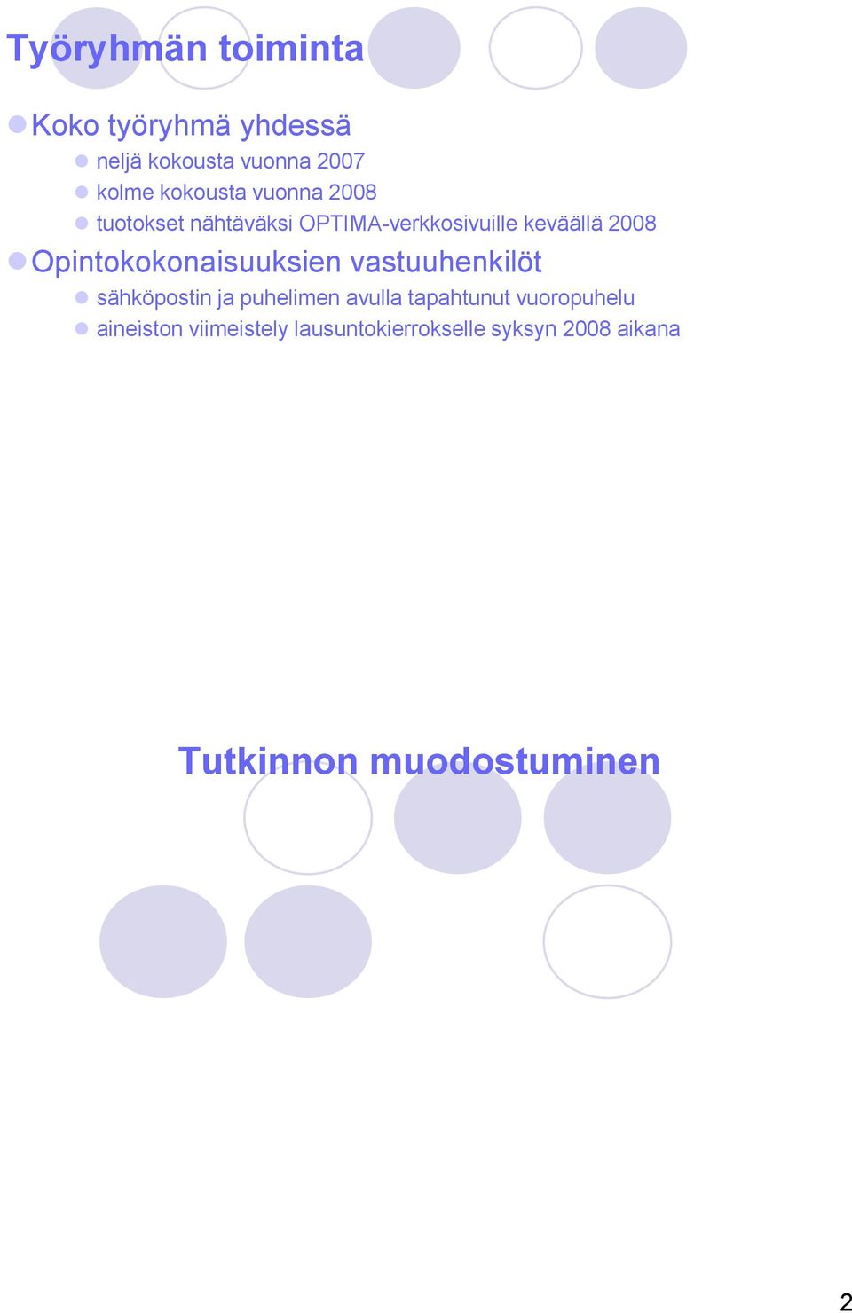 Opintokokonaisuuksien vastuuhenkilöt sähköpostin ja puhelimen avulla tapahtunut