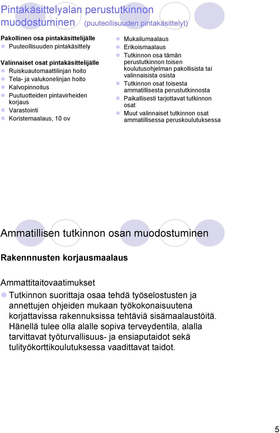 perustutkinnon toisen koulutusohjelman pakollisista tai valinnaisista osista Tutkinnon osat toisesta ammatillisesta perustutkinnosta Paikallisesti tarjottavat tutkinnon osat Muut valinnaiset