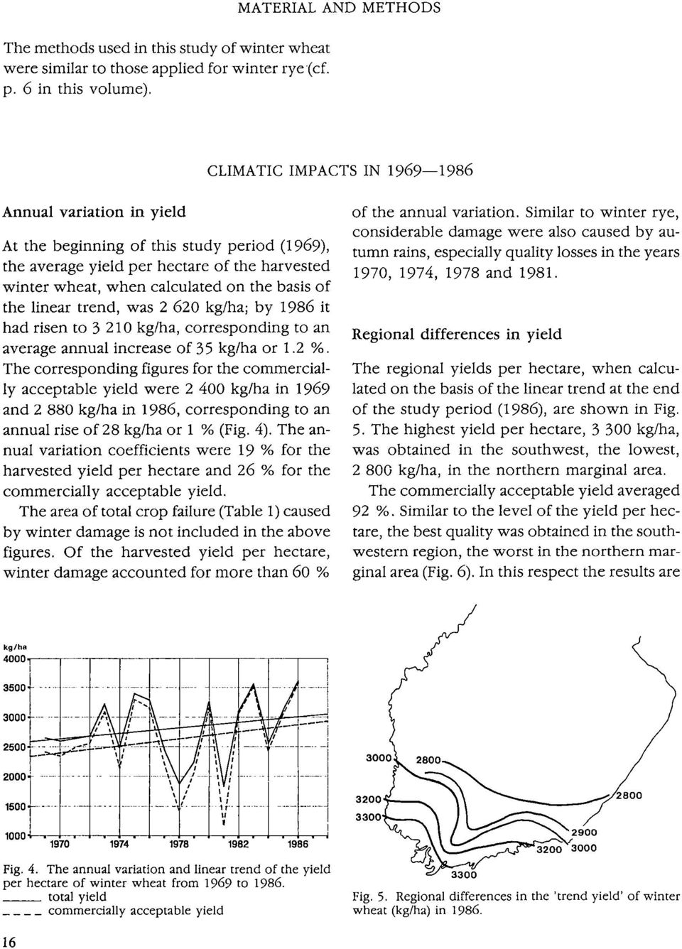 on the basis of the linear trend, was 2 620 kg/ha; by 1986 it had risen to 3 210 kg/ha, corresponding to an average annual increase of 35 kg/ha or 1.2 %.