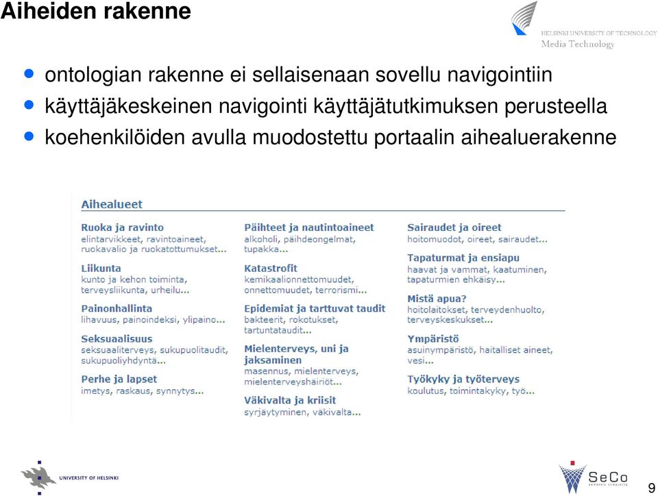 käyttäjäkeskeinen navigointi käyttäjätutkimuksen
