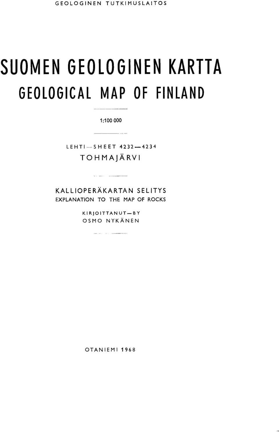 4232-4234 TOHMAJARVI KALLIOPERAKARTAN SELITYS