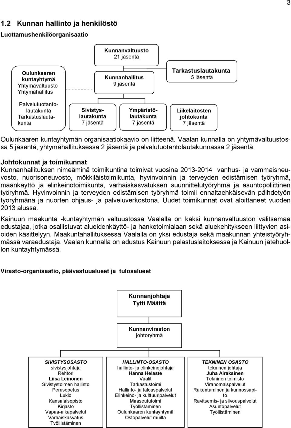 liitteenä. Vaalan kunnalla on yhtymävaltuustossa 5 jäsentä, yhtymähallituksessa 2 jäsentä ja palvelutuotantolautakunnassa 2 jäsentä.